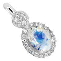 7*9 MM Oval - Rainbow Moonstone With Cz Pendants - RMSP18