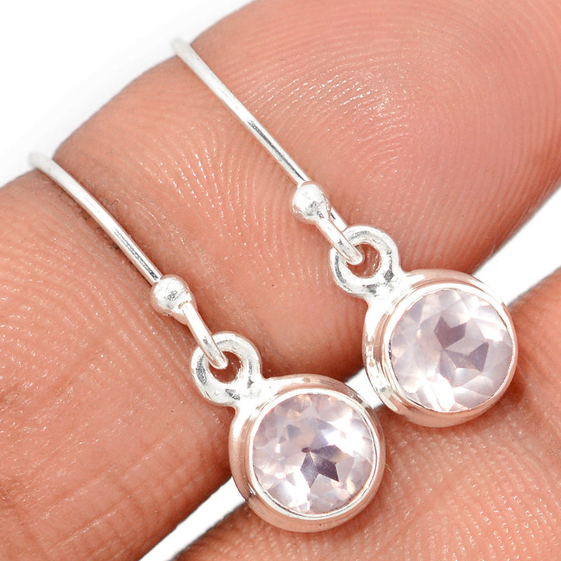 1" Rose Quartz Faceted Earrings - RQFE290