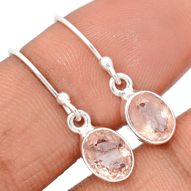 1" Rose Quartz Faceted Earrings - RQFE292