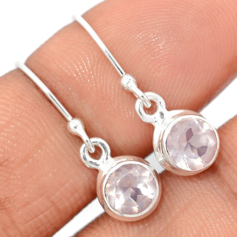 1" Rose Quartz Faceted Earrings - RQFE293