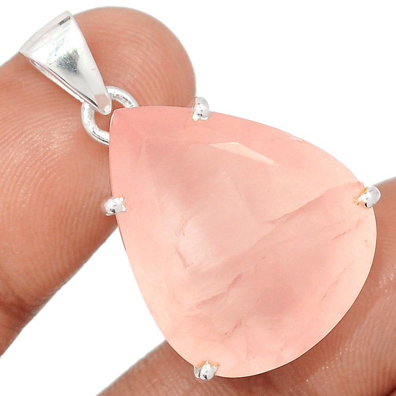 1.3" Claw - Rose Quartz Faceted Pendants - RQFP1104
