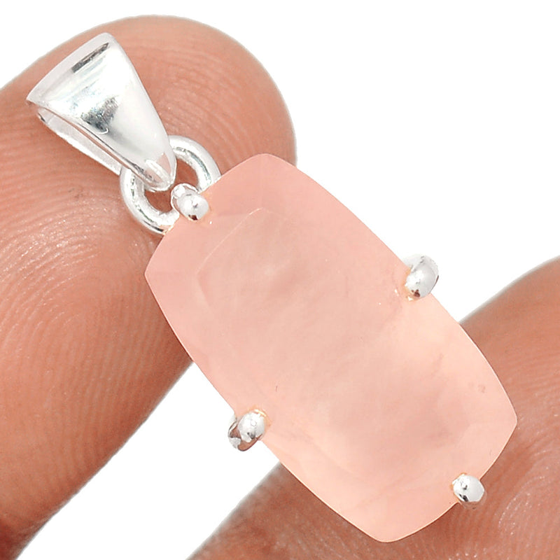 1.1" Claw - Rose Quartz Faceted Pendants - RQFP1128