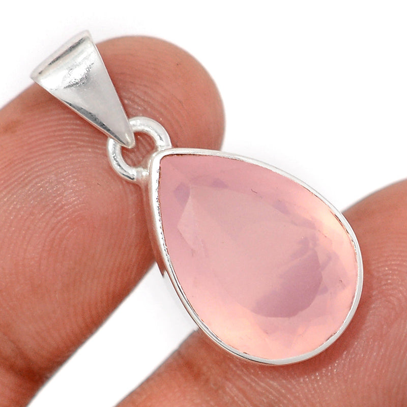 1.2" Rose Quartz Faceted Pendants - RQFP18