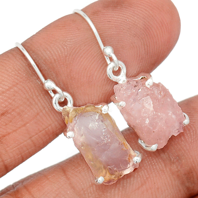 1.2" Rose Quartz Rough Earrings - RQRE287