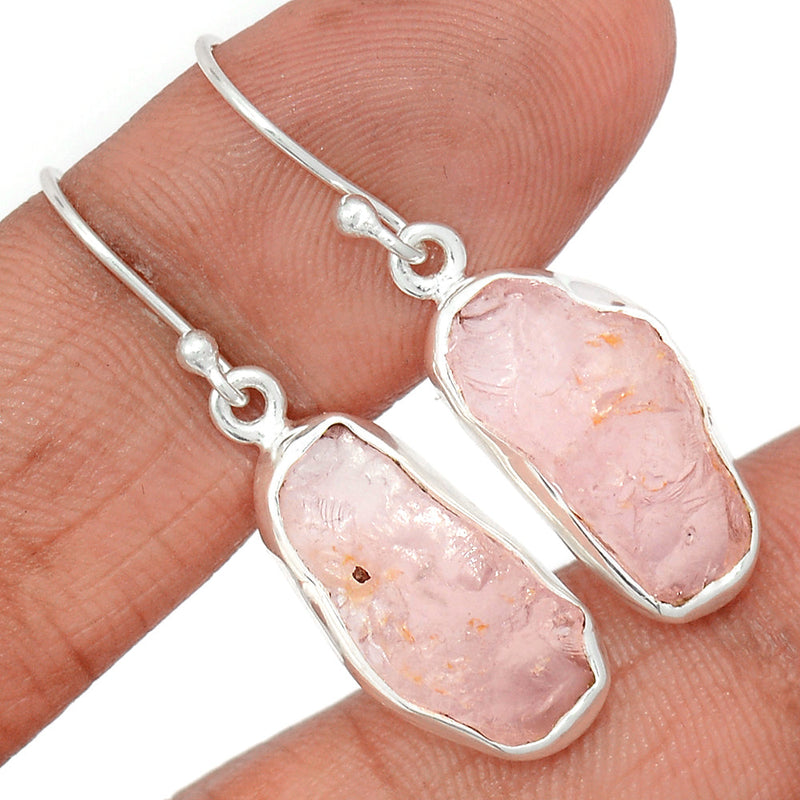 1.3" Rose Quartz Rough Earrings - RQRE288