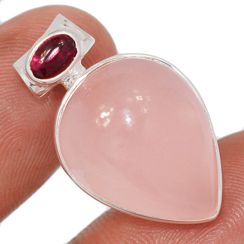1.1" Rose Quartz & Garnet Pendants - RQZP3077