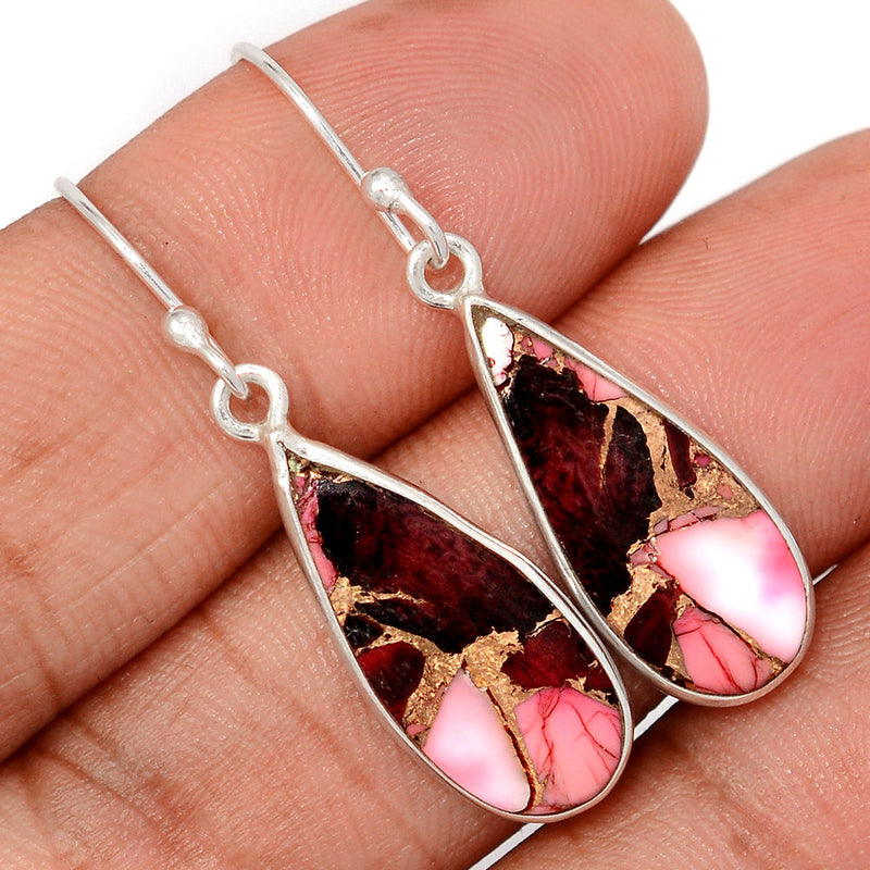 1.5" Red Rose Dahlia Turquoise Earrings - RRDE13