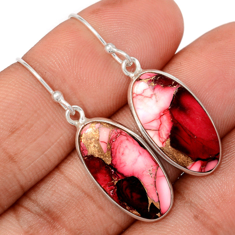 1.5" Red Rose Dahlia Turquoise Earrings - RRDE14