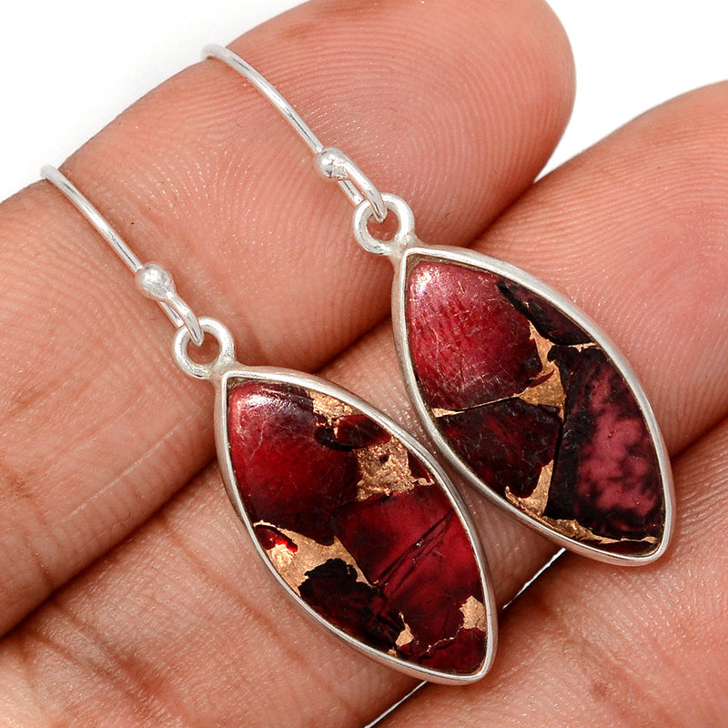 1.5" Red Rose Dahlia Turquoise Earrings - RRDE16