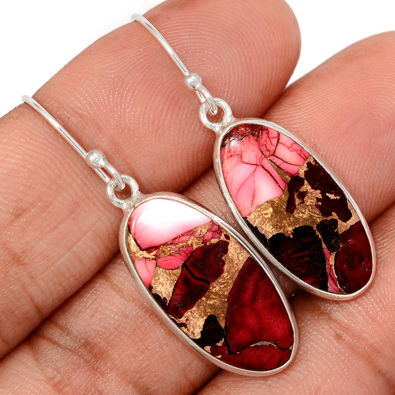 1.6" Red Rose Dahlia Turquoise Earrings - RRDE22