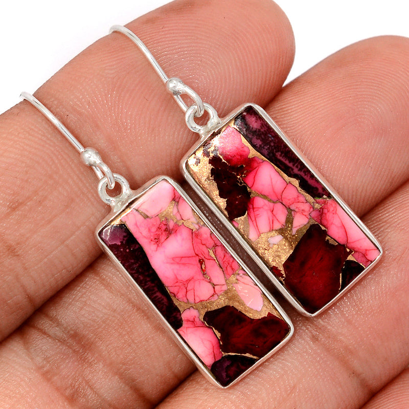 1.6" Red Rose Dahlia Turquoise Earrings - RRDE23