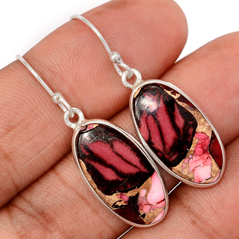 1.5" Red Rose Dahlia Turquoise Earrings - RRDE26