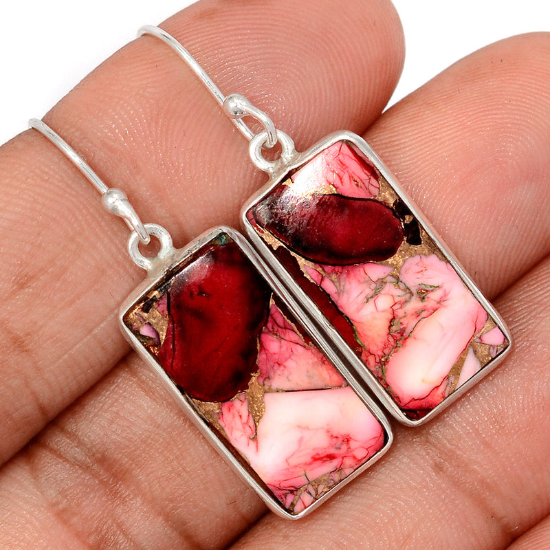 1.5" Red Rose Dahlia Turquoise Earrings - RRDE31