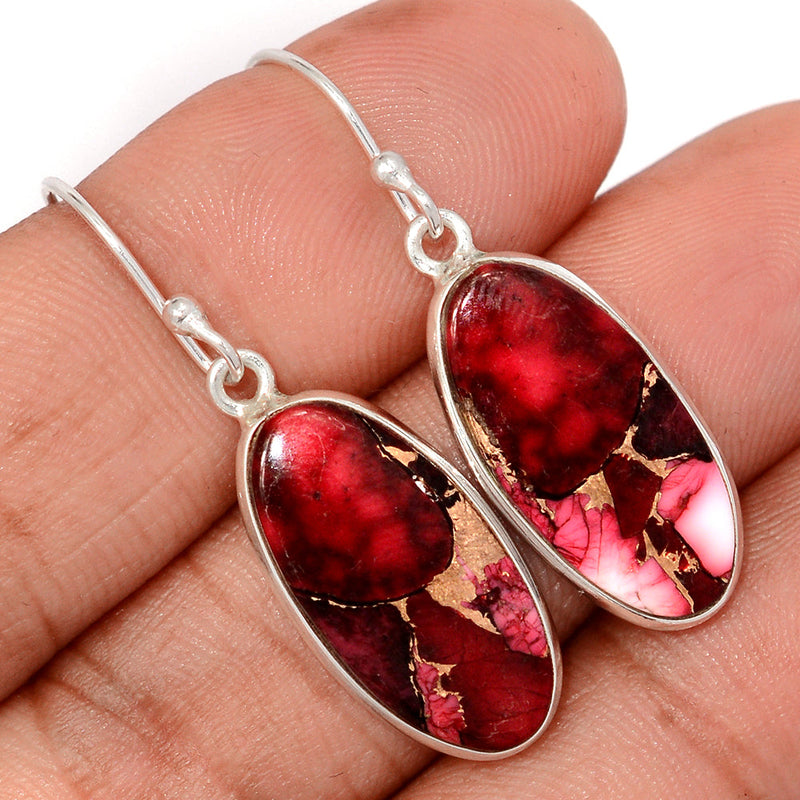 1.5" Red Rose Dahlia Turquoise Earrings - RRDE33