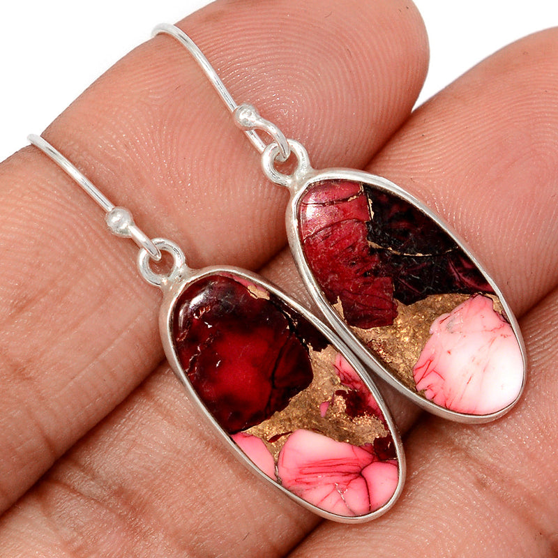 1.5" Red Rose Dahlia Turquoise Earrings - RRDE36