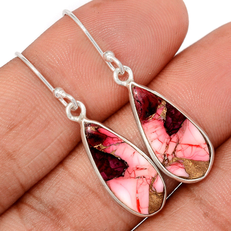 1.5" Red Rose Dahlia Turquoise Earrings - RRDE39