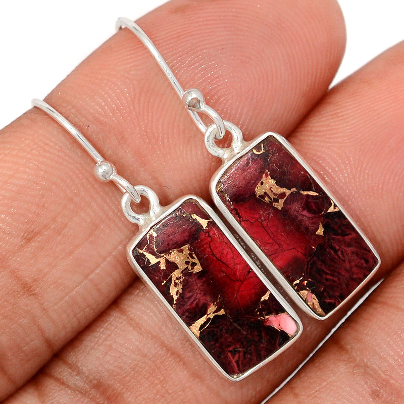 1.3" Red Rose Dahlia Turquoise Earrings - RRDE9