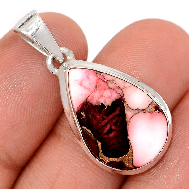1.3" Red Rose Dahlia Turquoise Pendants - RRDP11