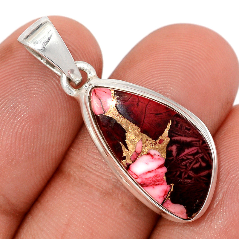 1.3" Red Rose Dahlia Turquoise Pendants - RRDP13