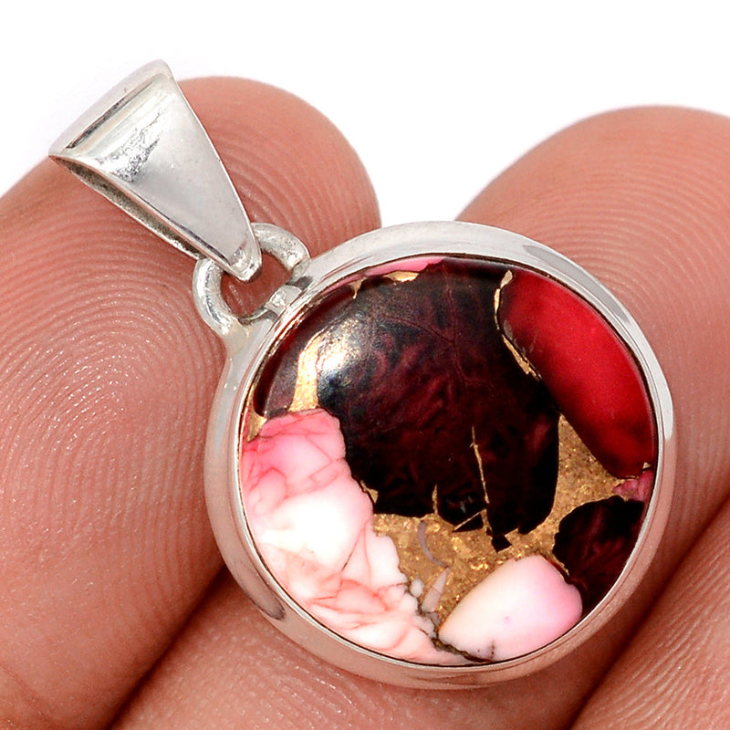1.1" Red Rose Dahlia Turquoise Pendants - RRDP15