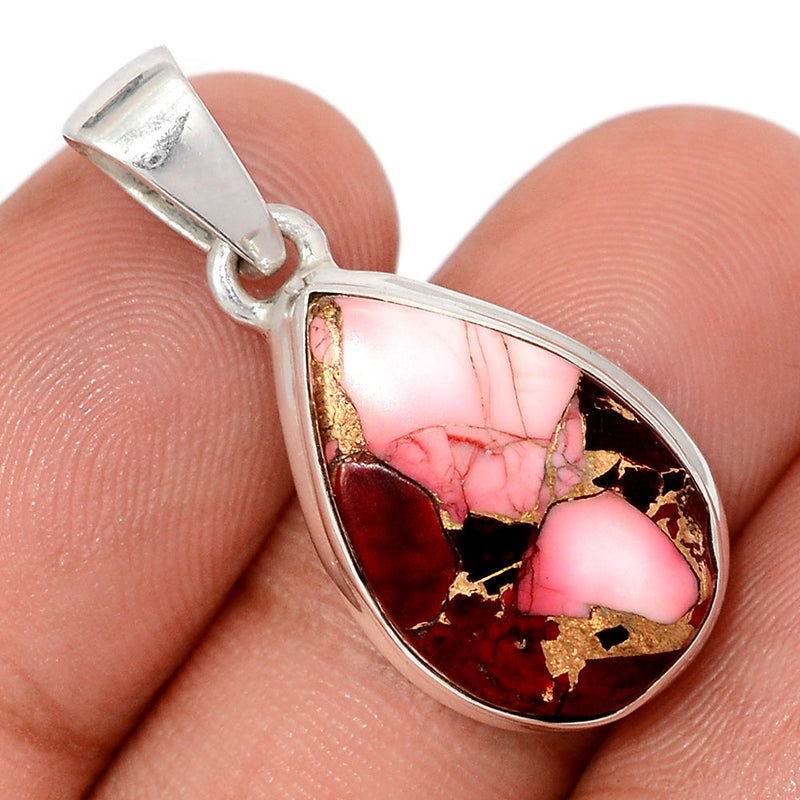 1.2" Red Rose Dahlia Turquoise Pendants - RRDP17
