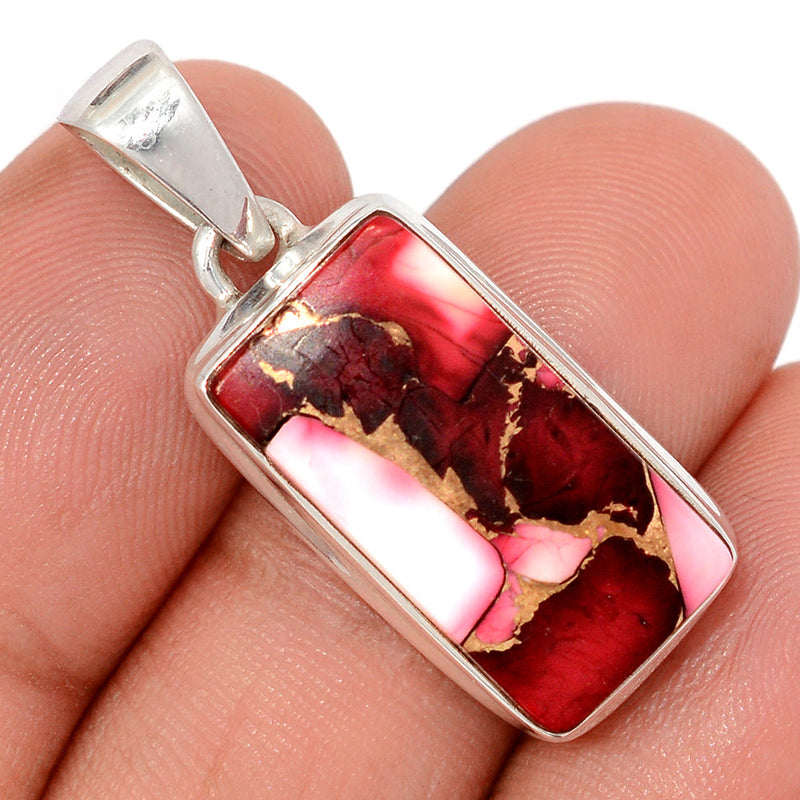 1.3" Red Rose Dahlia Turquoise Pendants - RRDP19