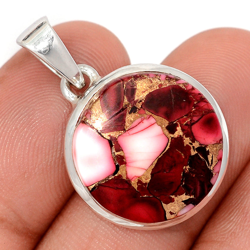 1.2" Red Rose Dahlia Turquoise Pendants - RRDP21