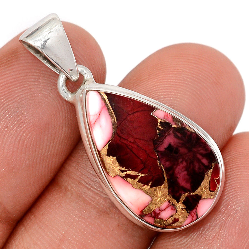 1.3" Red Rose Dahlia Turquoise Pendants - RRDP26