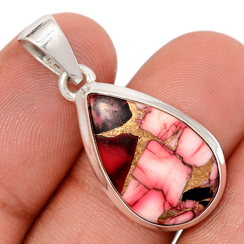 1.3" Red Rose Dahlia Turquoise Pendants - RRDP3