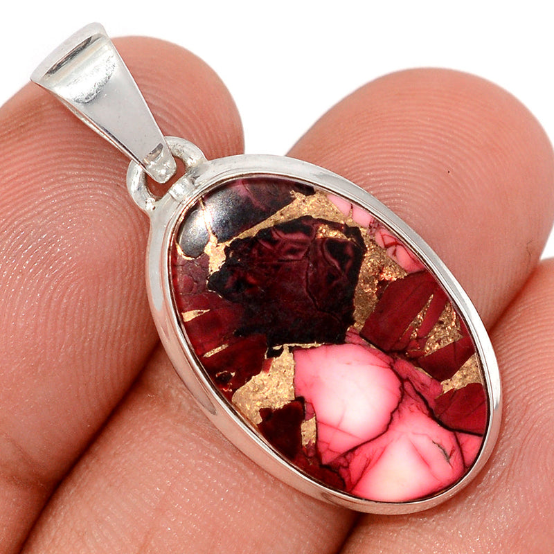 1.3" Red Rose Dahlia Turquoise Pendants - RRDP7