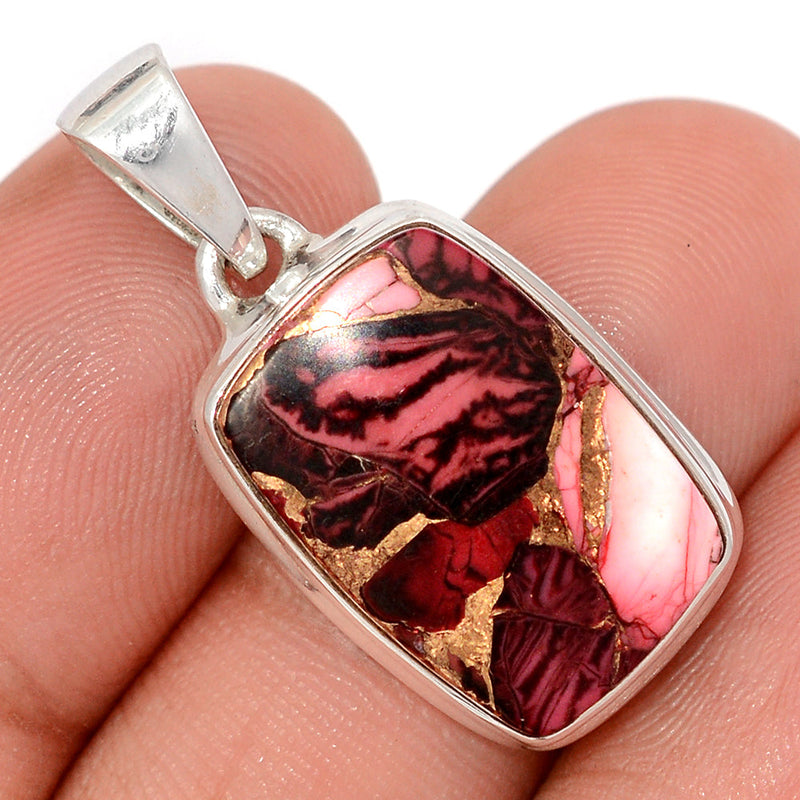 1.2" Red Rose Dahlia Turquoise Pendants - RRDP8