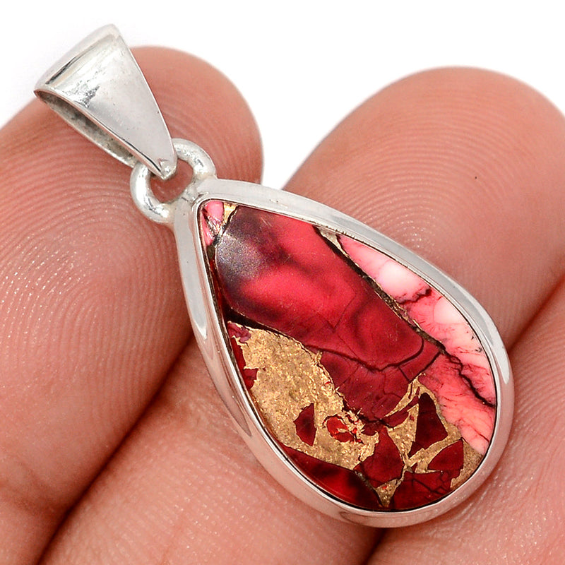 1.3" Red Rose Dahlia Turquoise Pendants - RRDP9