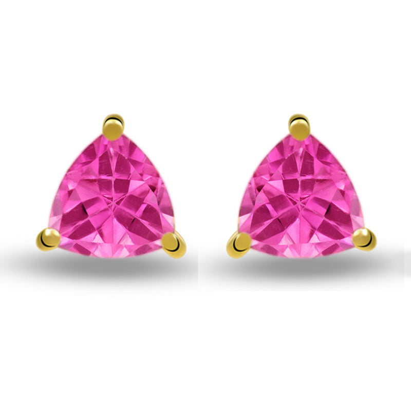 4*4 MM Trillion - 18k Gold Vermeil - Pink Tourmaline Faceted Studs - SBC104G-PT Catalogue