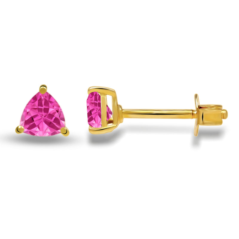 4*4 MM Trillion - 18k Gold Vermeil - Pink Tourmaline Faceted Studs - SBC104G-PT Catalogue