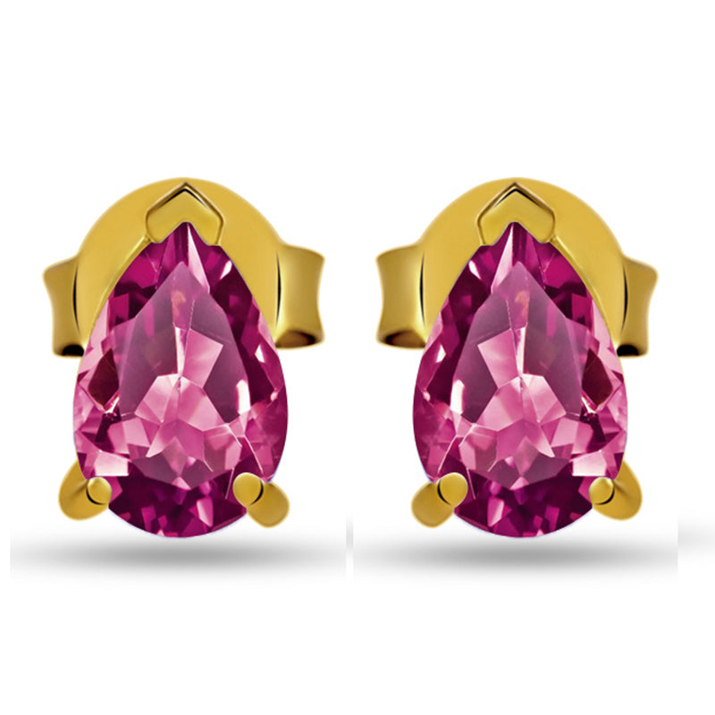 6*4 MM Pear - 18k Gold Vermeil - Pink Tourmaline Faceted Studs - SBC105G-PT Catalogue