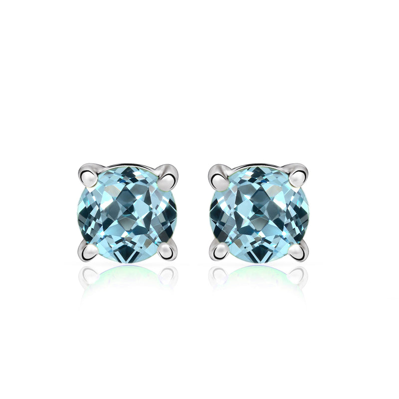 4*4 MM Round - Aquamarine Faceted Stud - SBC108-AQF Catalogue
