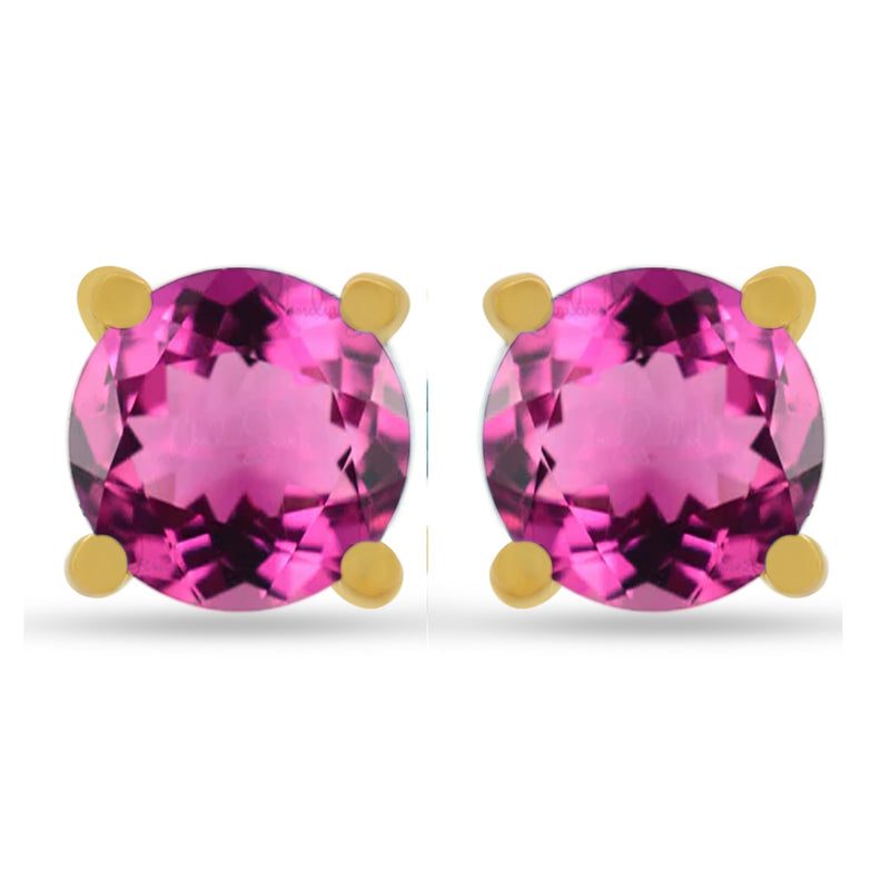 4*4 MM Round - 18k Gold Vermeil - Pink Tourmaline Faceted Studs - SBC108G-PT Catalogue
