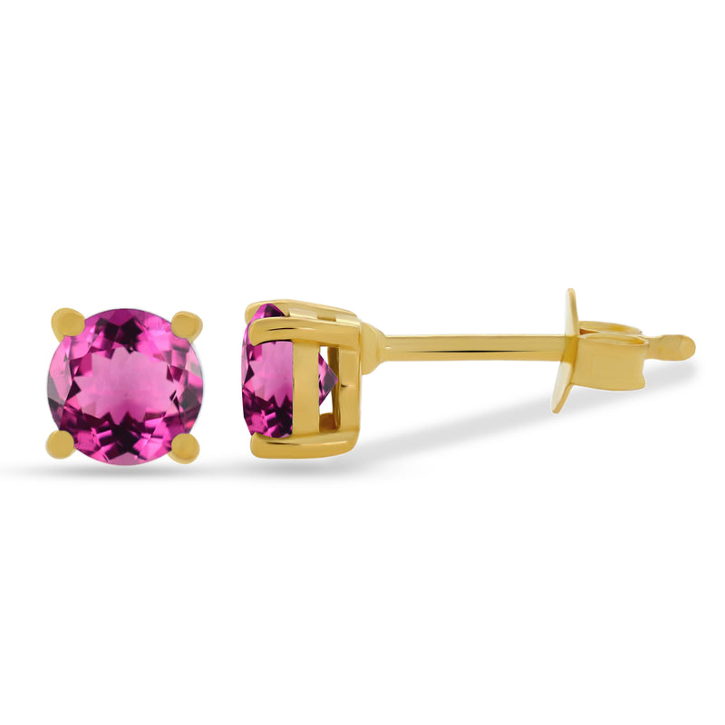 4*4 MM Round - 18k Gold Vermeil - Pink Tourmaline Faceted Studs - SBC108G-PT Catalogue