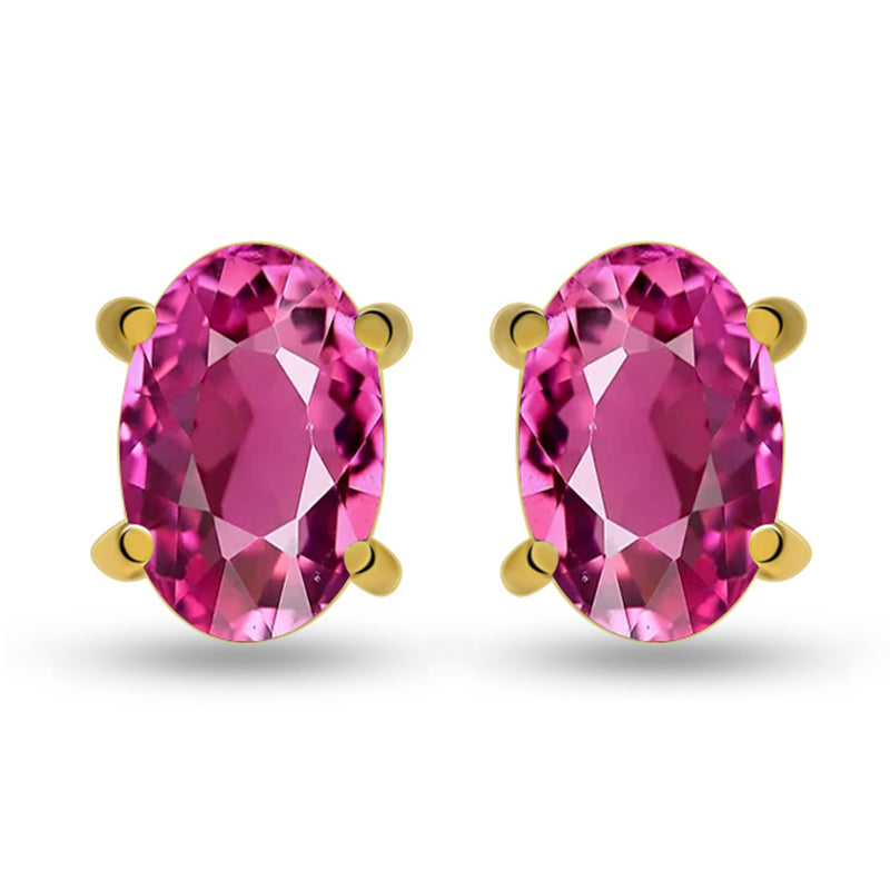 5*3 MM Oval - 18k Gold Vermeil - Pink Tourmaline Faceted Studs - SBC110G-PT Catalogue