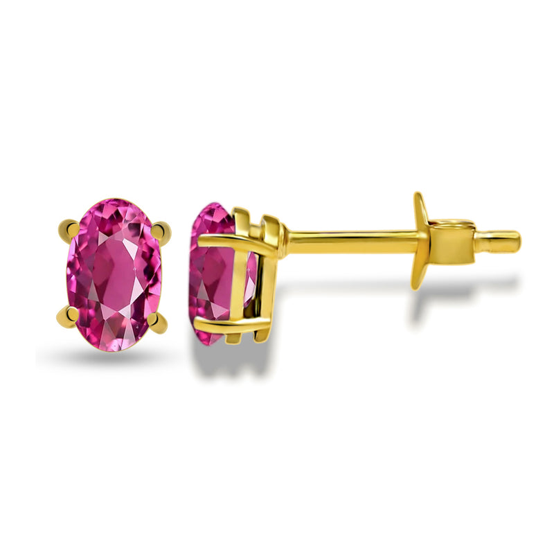 5*3 MM Oval - 18k Gold Vermeil - Pink Tourmaline Faceted Studs - SBC110G-PT Catalogue