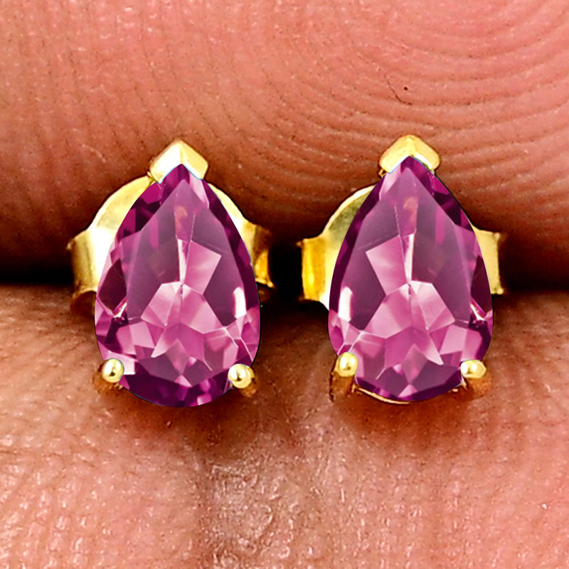 5*3 MM Pear - 18k Gold Vermeil - Pink Tourmaline Faceted Studs - SBC111G-PT Catalogue