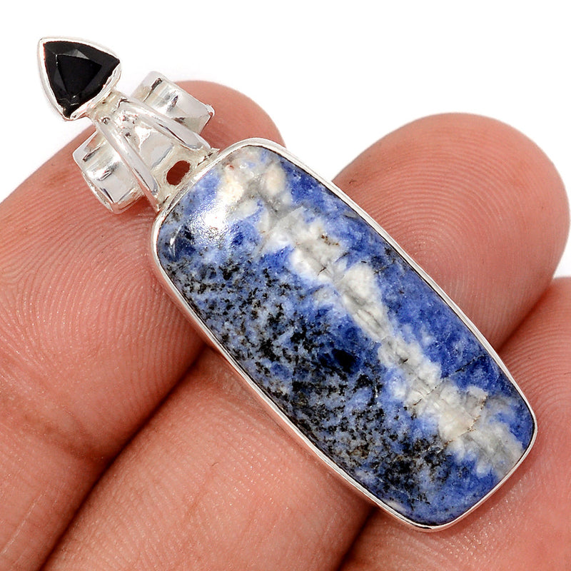 1.7" Sodalite & Black Onyx Faceted Pendants - SDOP814