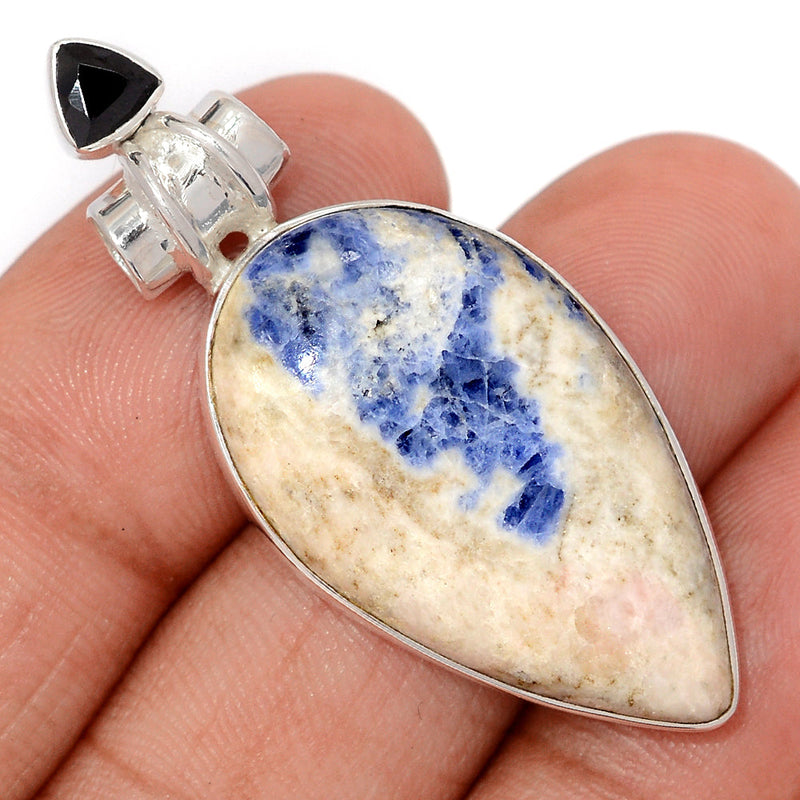 1.8" Sodalite & Black Onyx Faceted Pendants - SDOP818