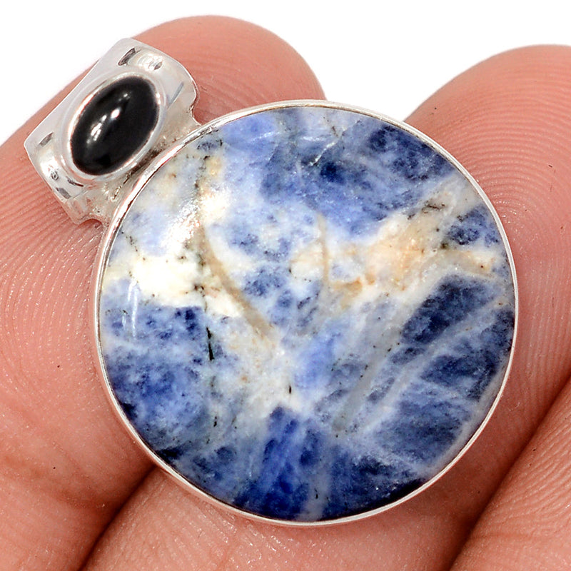 1.1" Sodalite & Black Onyx Faceted Pendants - SDOP819