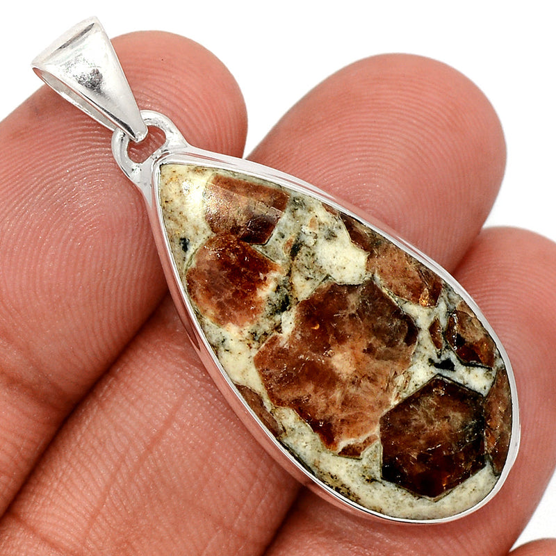 1.7" Spessartine Garnet In Limestone Pendants - SGIP266