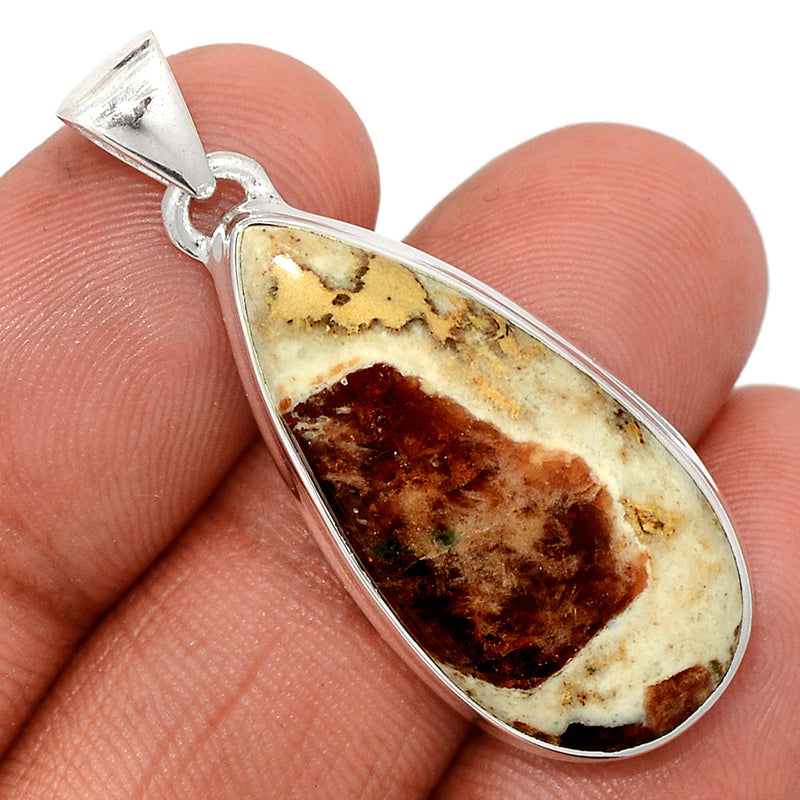 1.6" Spessartine Garnet In Limestone Pendants - SGIP268