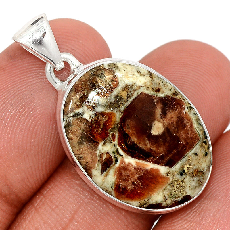 1.3" Spessartine Garnet In Limestone Pendants - SGIP282