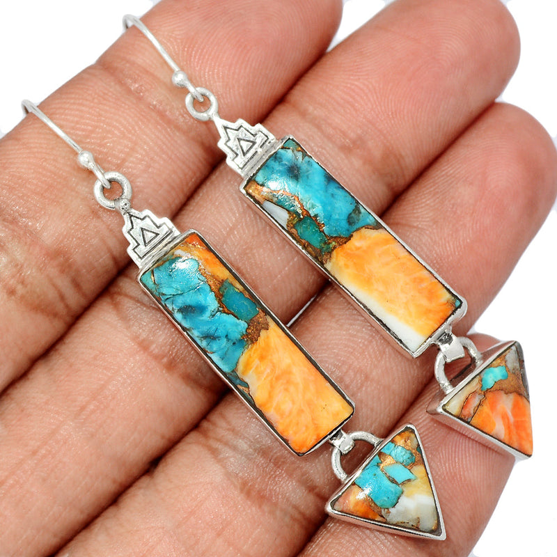 2.6" Spiny Oyster Arizona Turquoise Earrings - SOTE701