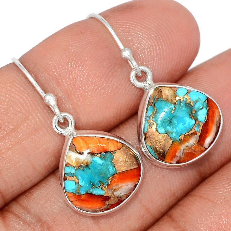 1.2" Spiny Oyster Arizona Turquoise Earrings - SOTE745