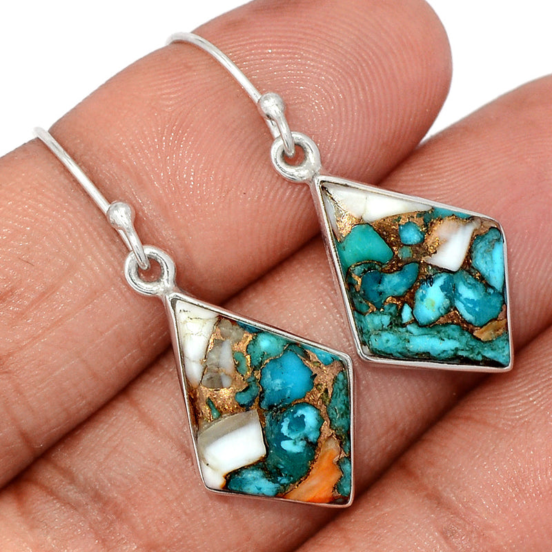 1.5" Spiny Oyster Arizona Turquoise Earrings - SOTE747